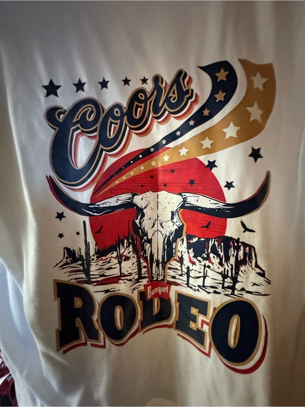 Coors Rodeo Graphic Tee - White with Red, Navy & Gold